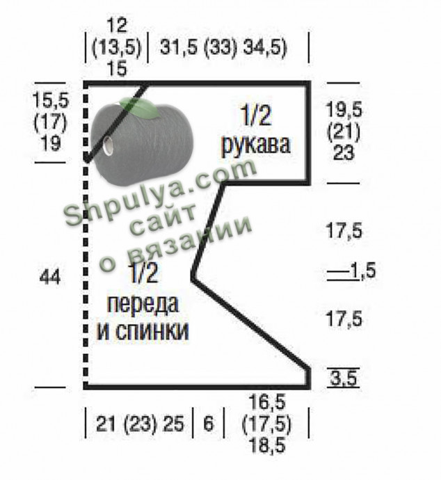 Выкройка и схема вязания ажурного пуловера